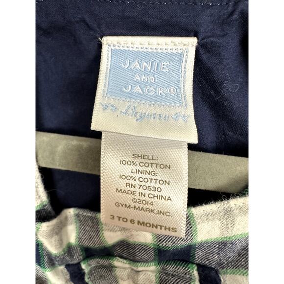 Janie & Jack Plaid Overalls Romper 3-6 Months Blue Green Baby Boy - Picture 7 of 7